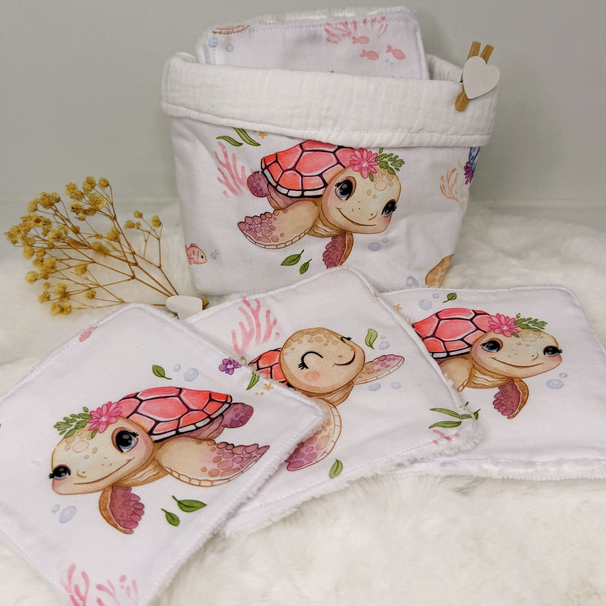 Panière + lingettes lavable personnalisé à motif