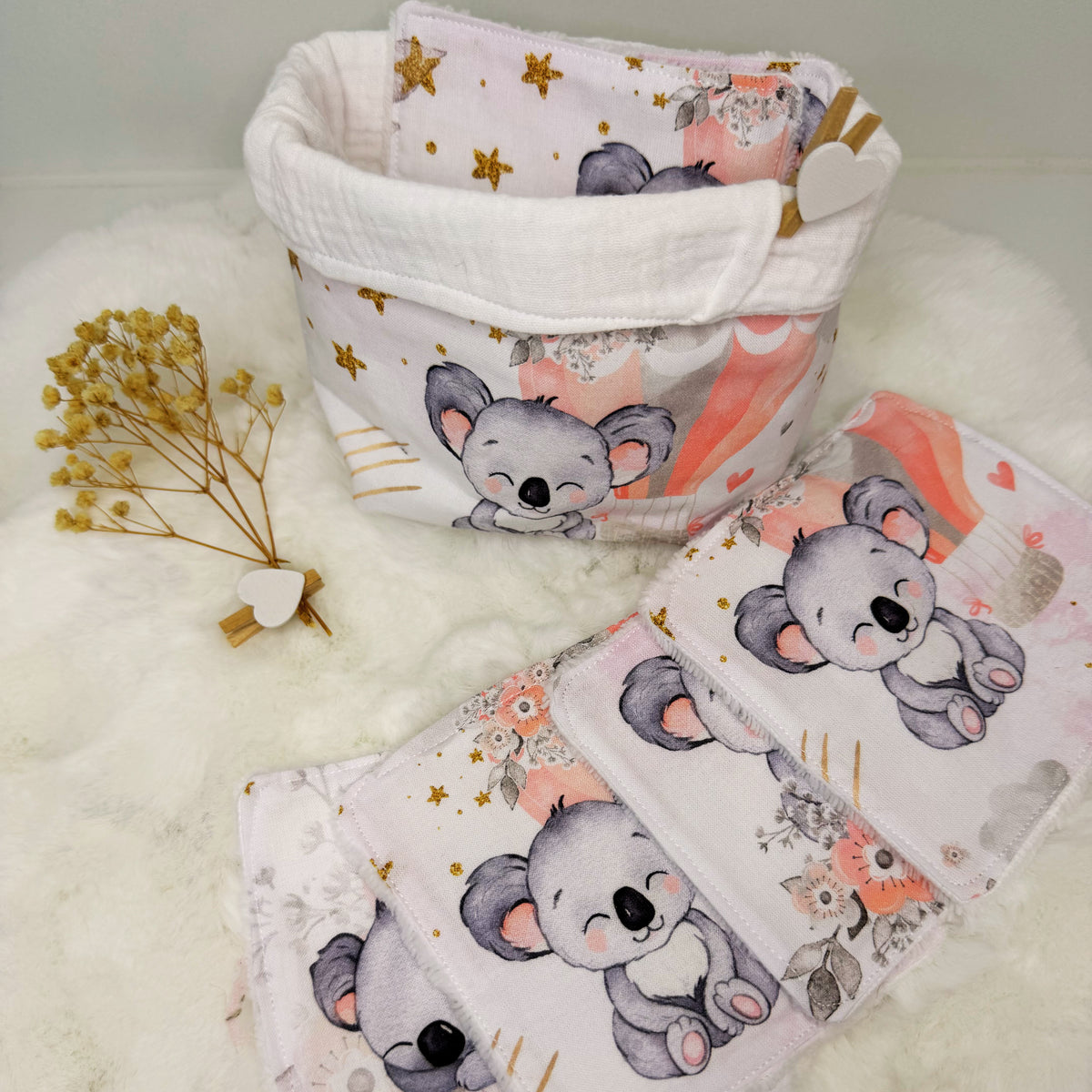 Panière + lingettes lavable personnalisé à motif