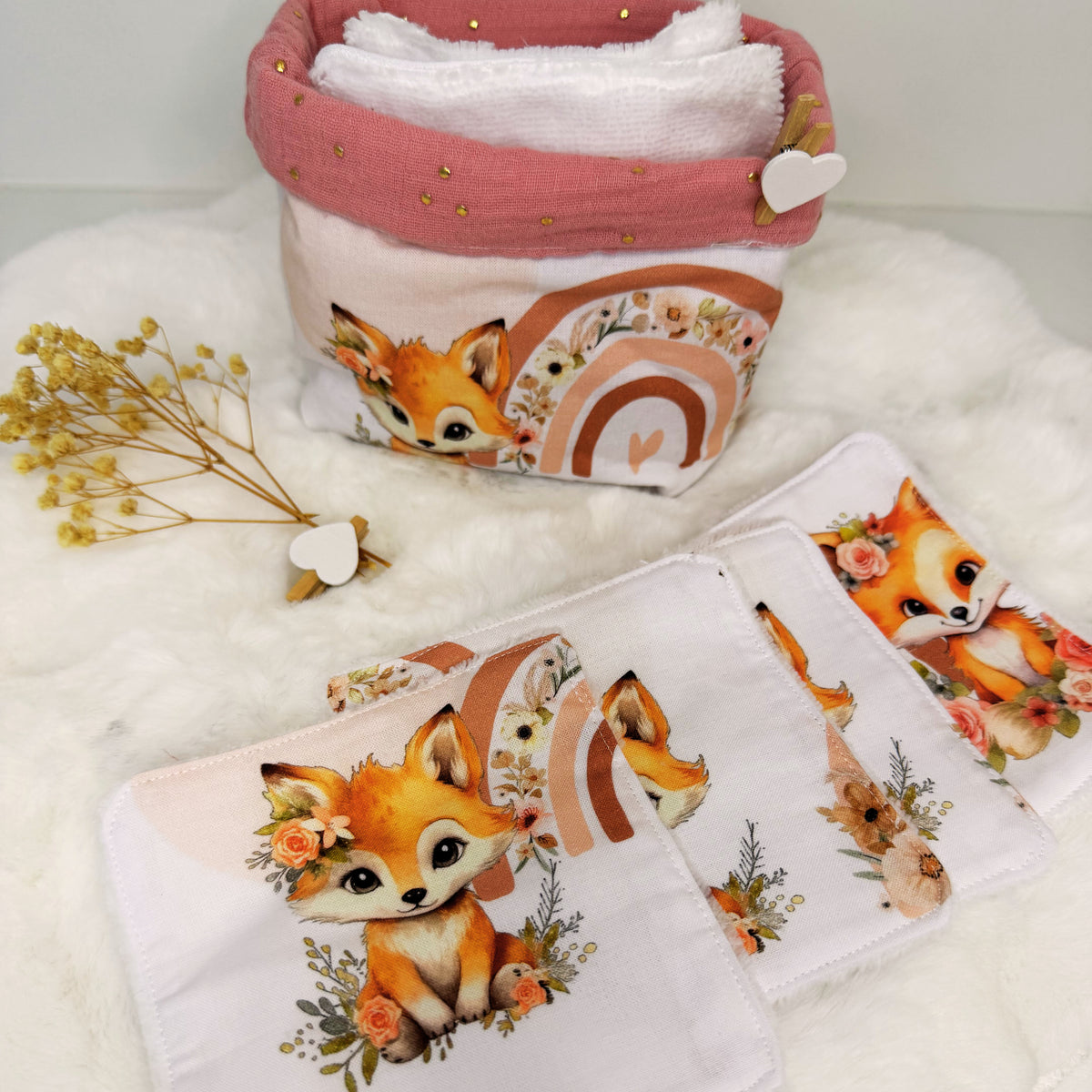 Panière + lingettes lavable personnalisé à motif