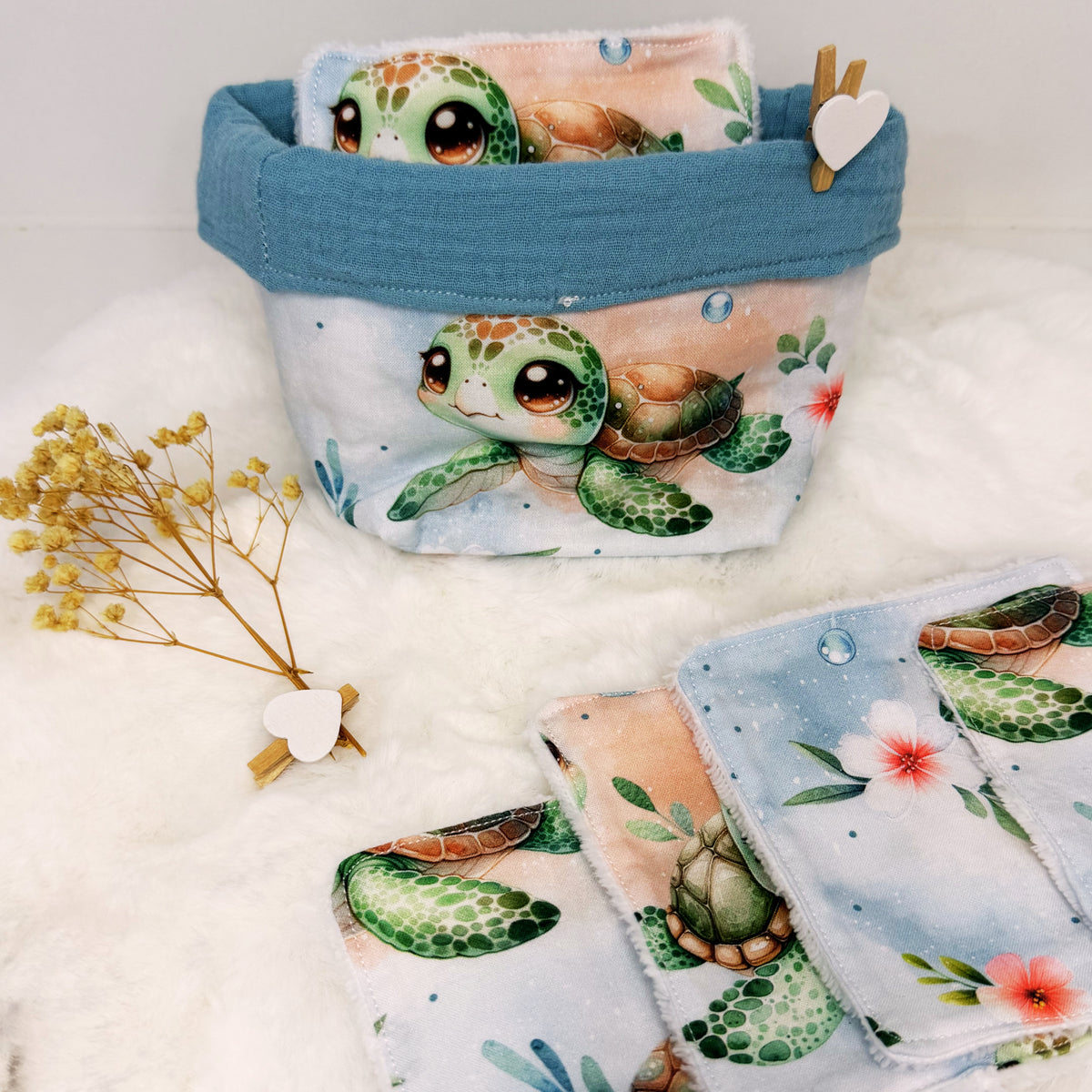 Panière + lingettes lavable personnalisé à motif
