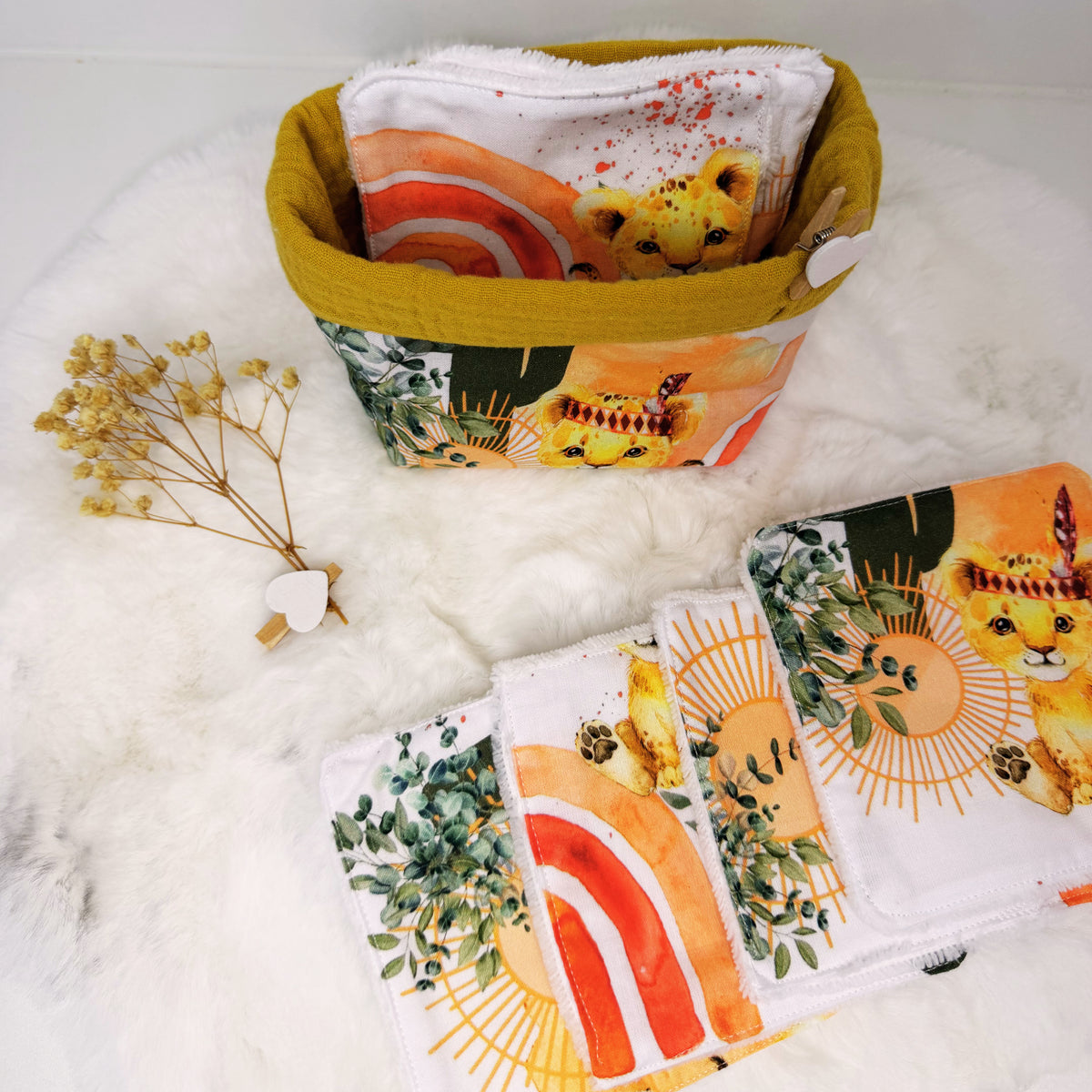Panière + lingettes lavable personnalisé à motif