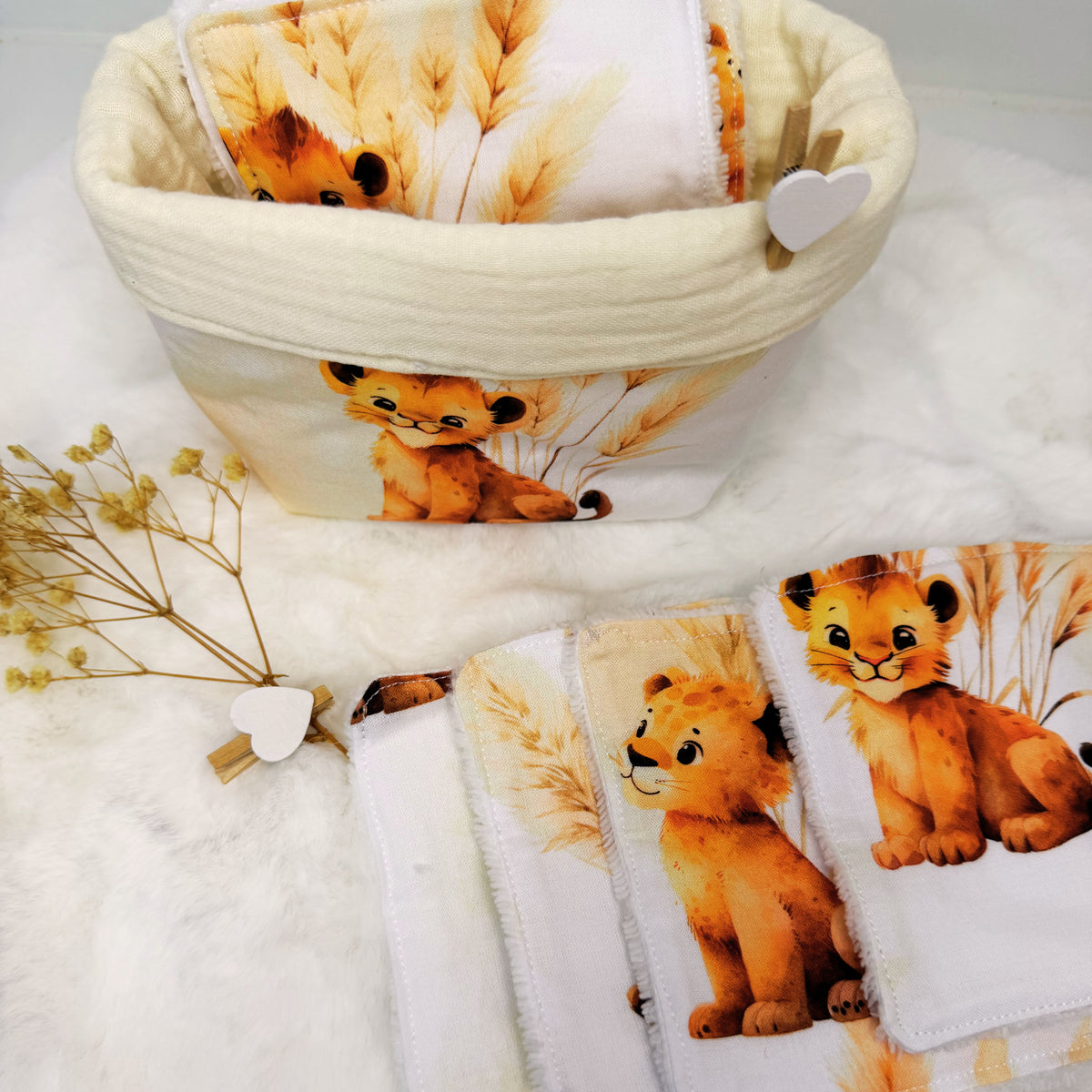 Panière + lingettes lavable personnalisé à motif
