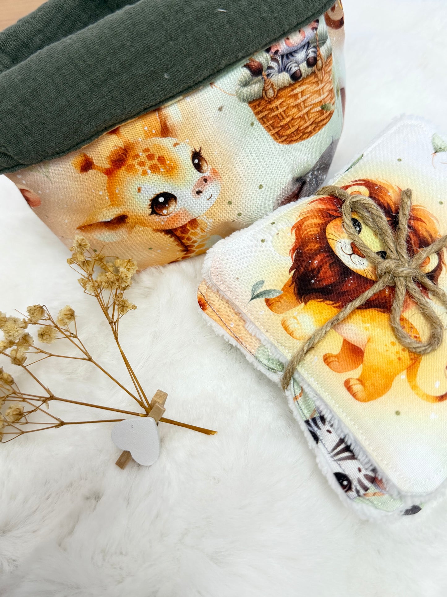 Panière + lingettes lavable personnalisé à motif