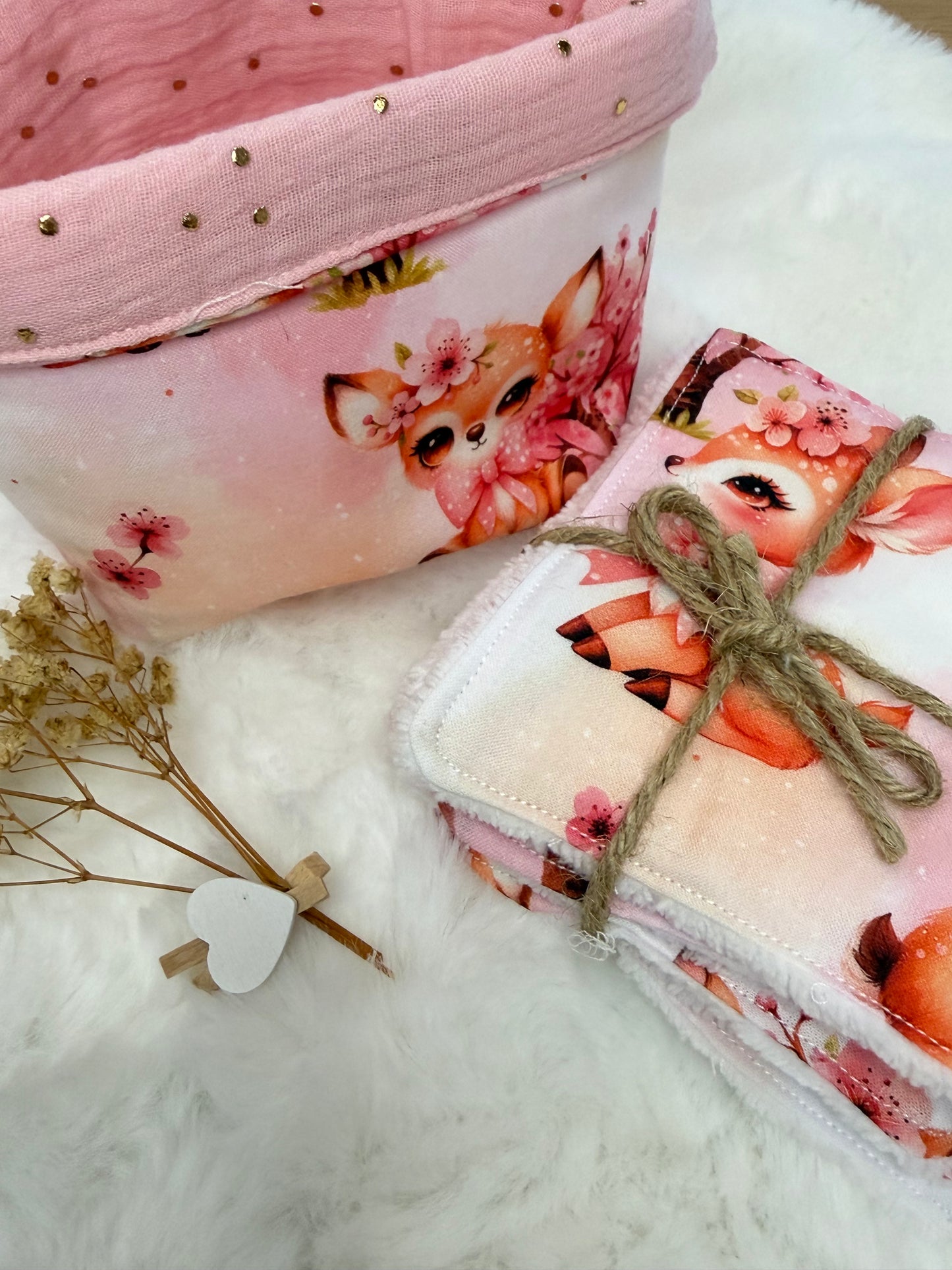 Panière + lingettes lavable personnalisé à motif