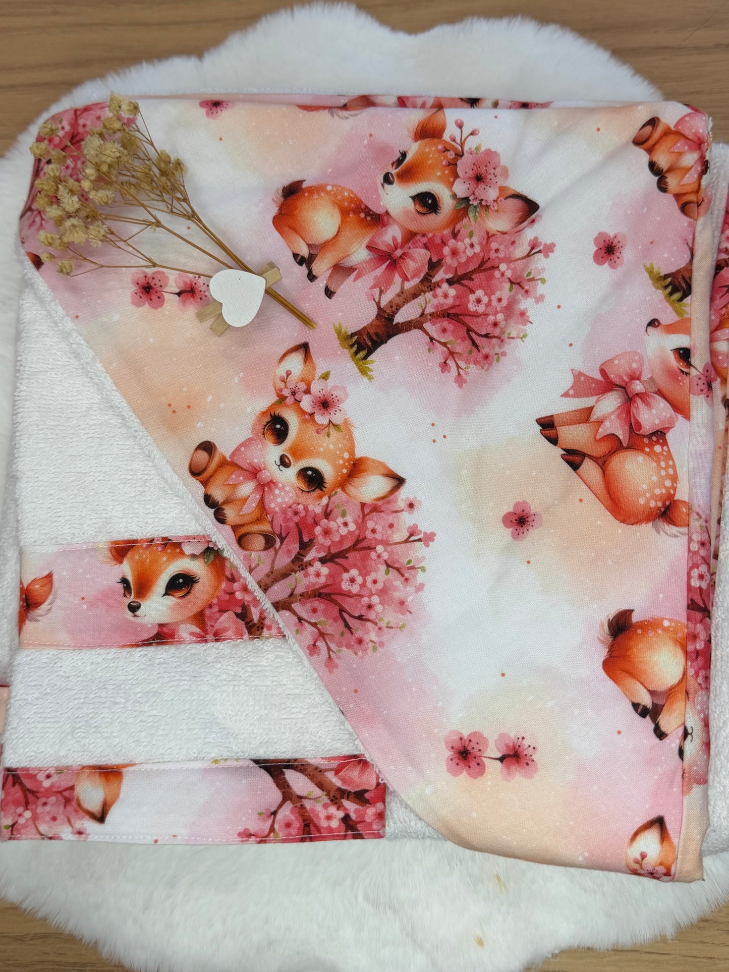 Cape de bain XL avec gant de toilette assorti à motif