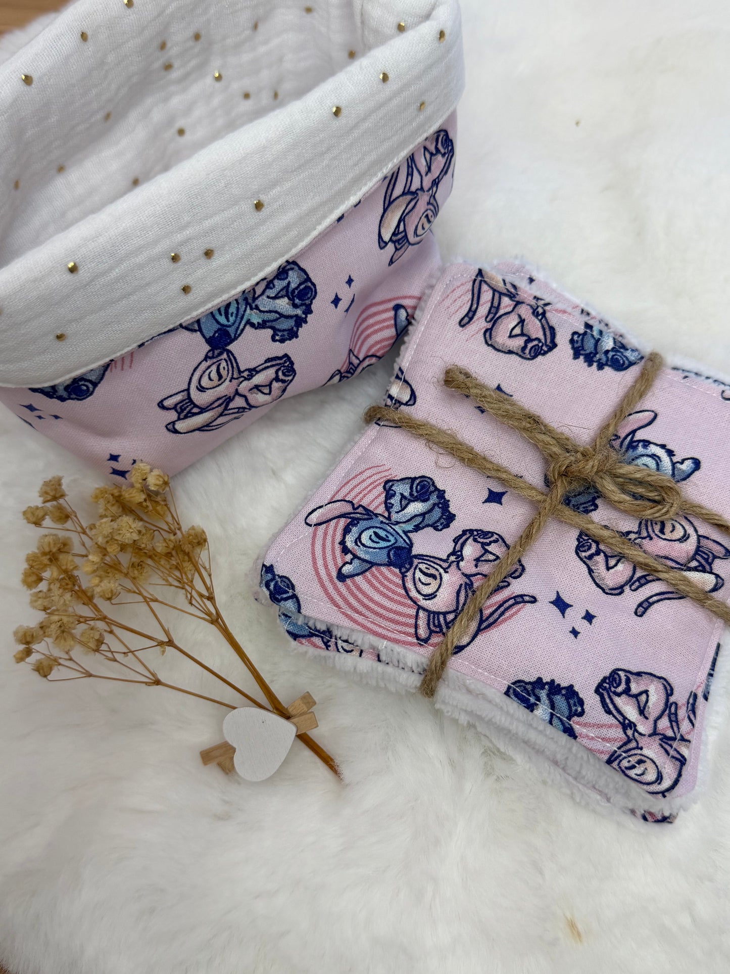 Panière + lingettes lavable personnalisé à motif