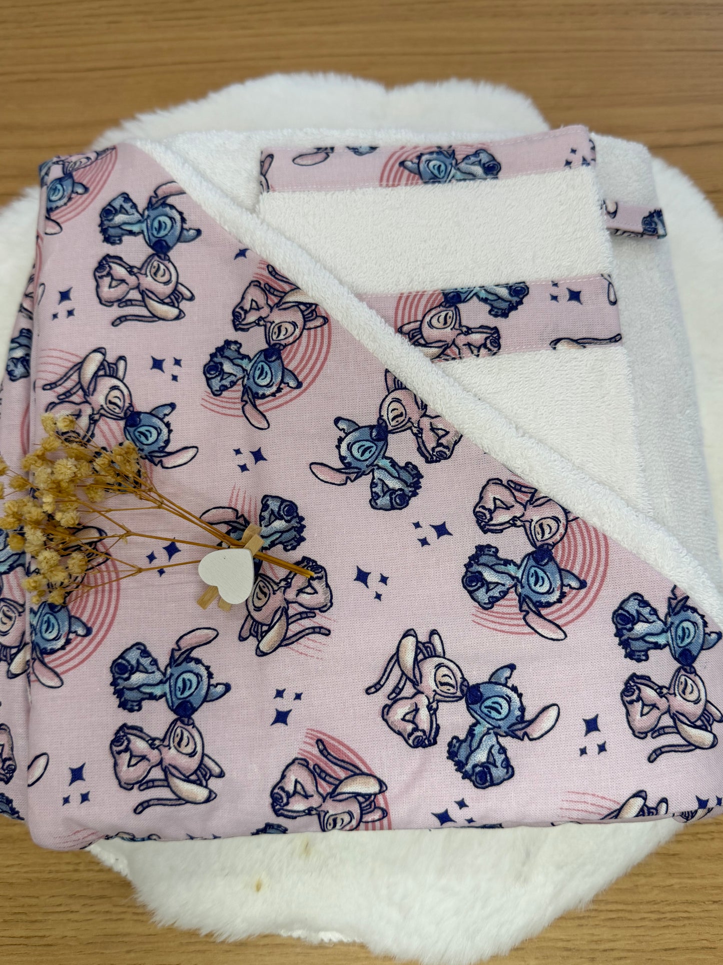 Cape de bain XL avec gant de toilette assorti à motif