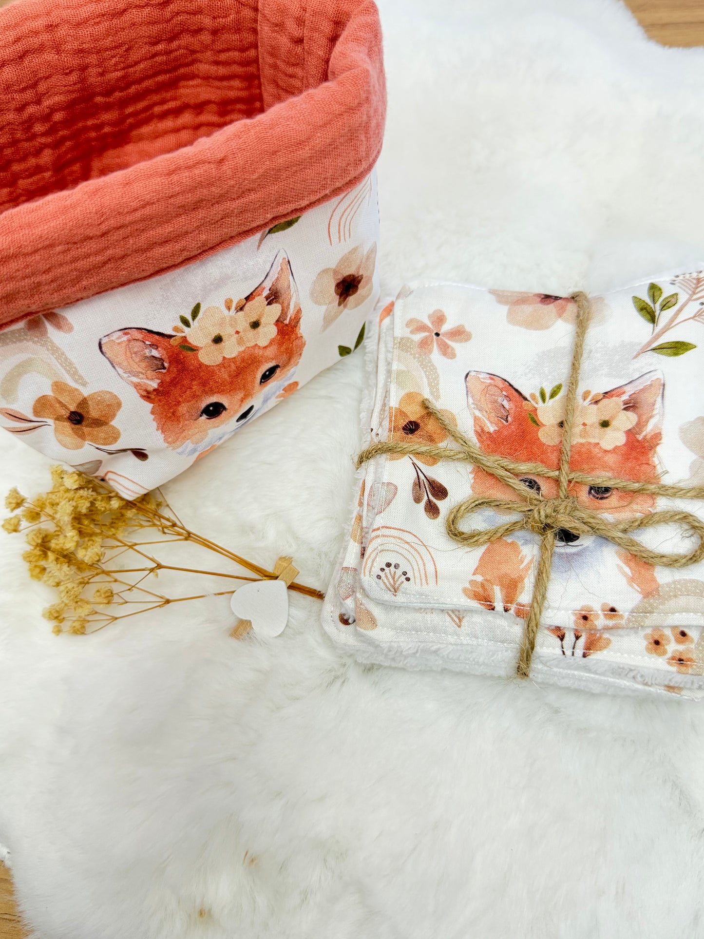 Panière + lingettes lavable personnalisé à motif