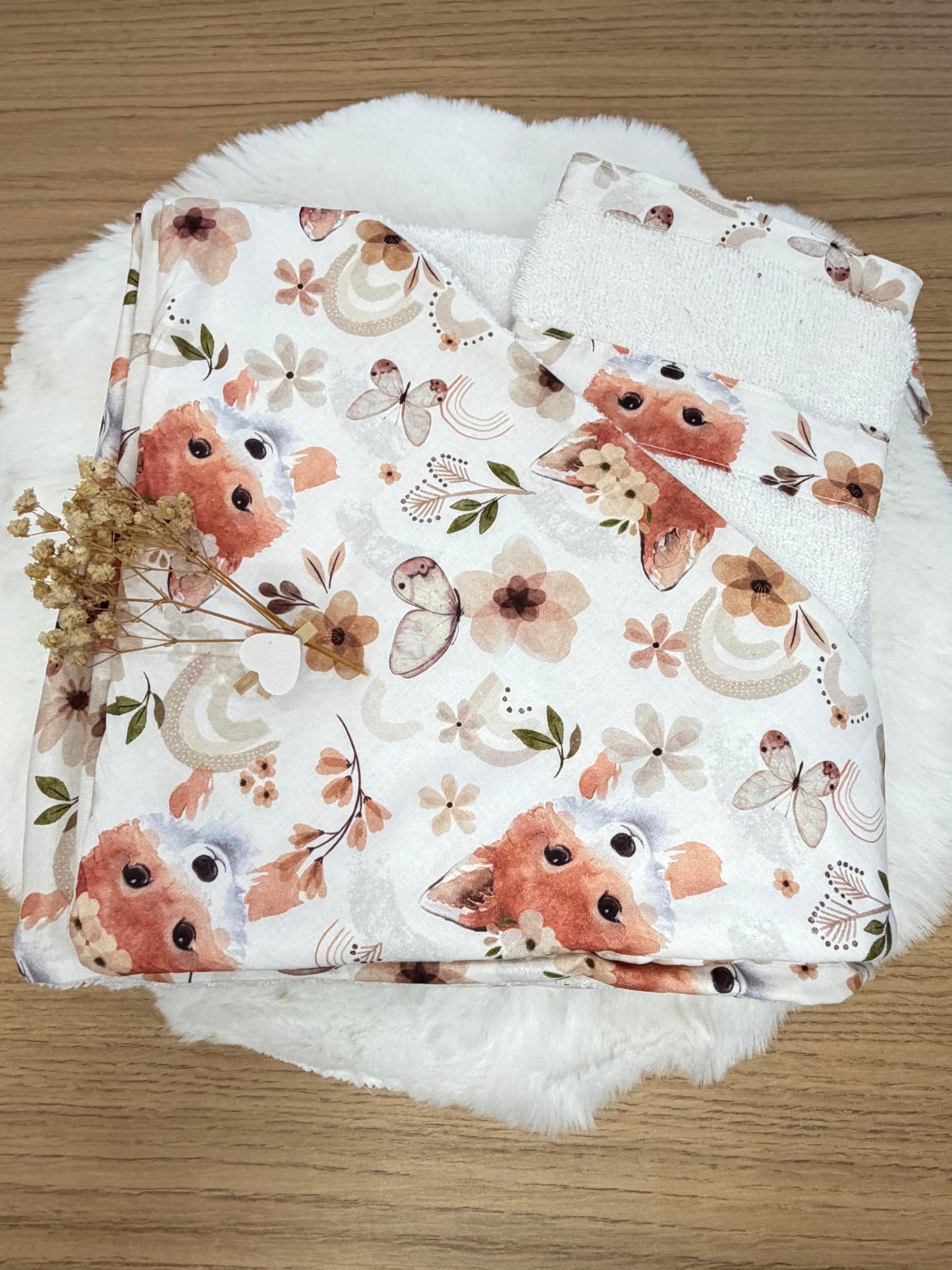 Cape de bain XL avec gant de toilette assorti à motif