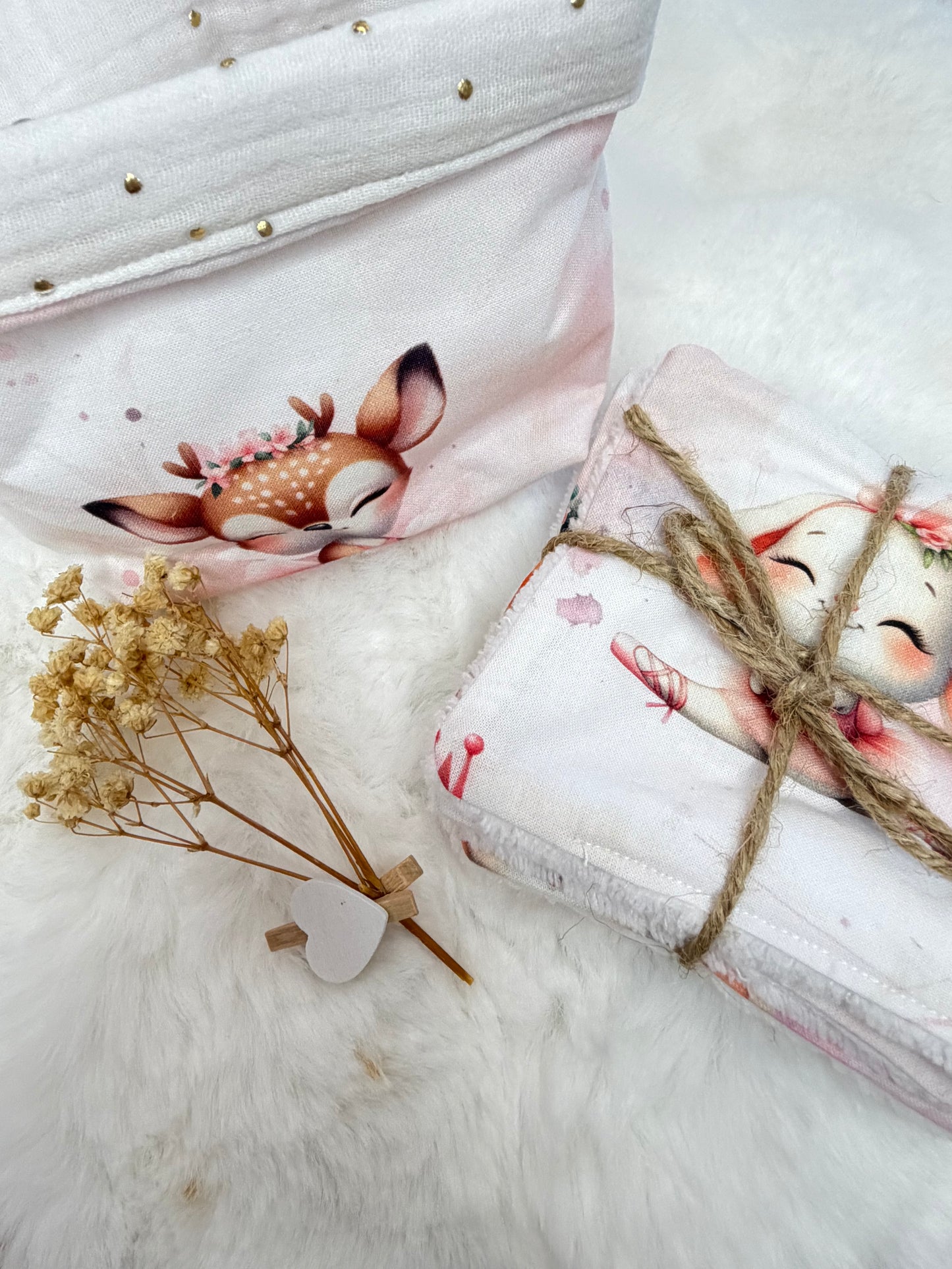 Panière + lingettes lavable personnalisé à motif