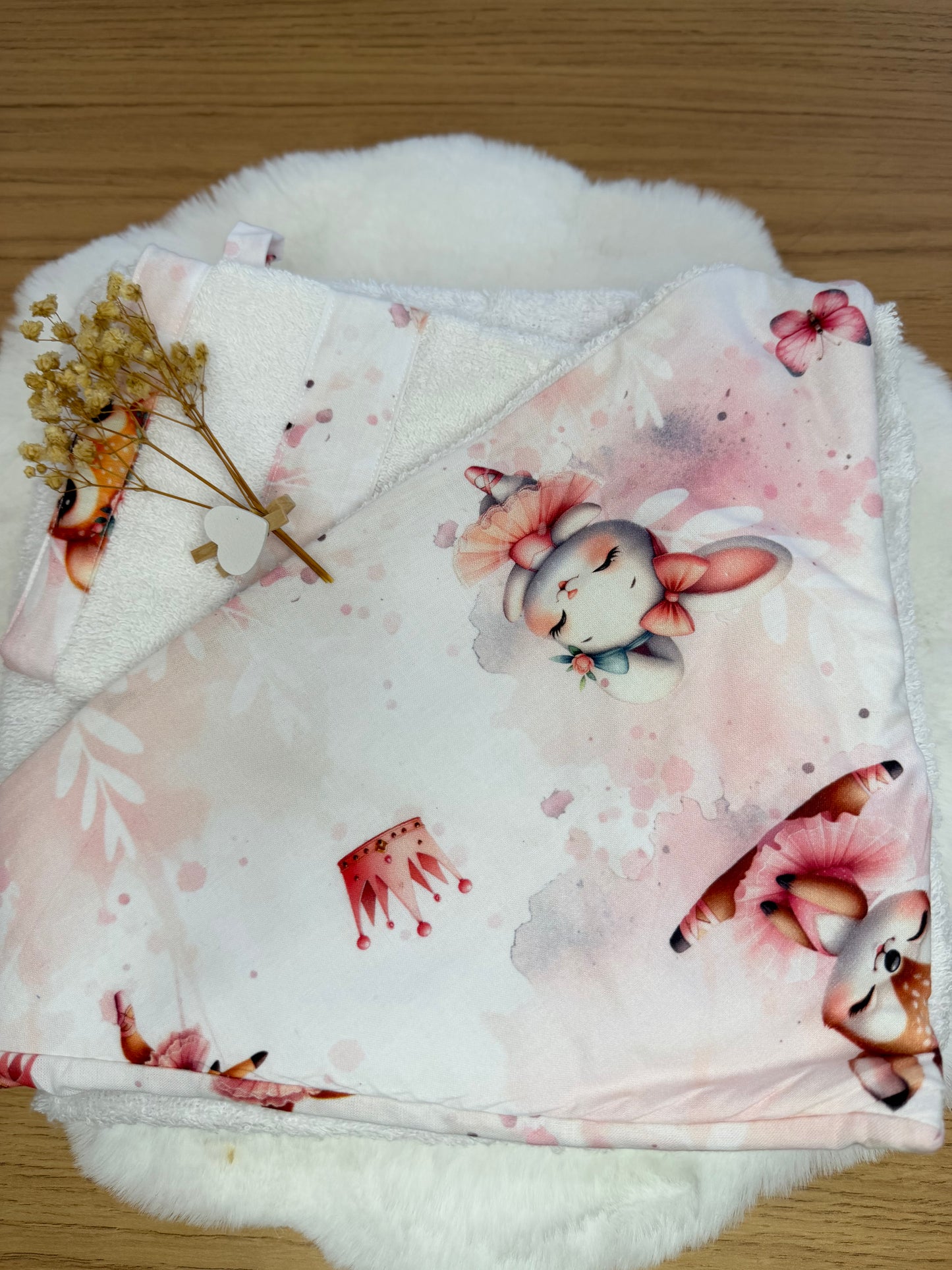 Cape de bain XL avec gant de toilette assorti à motif