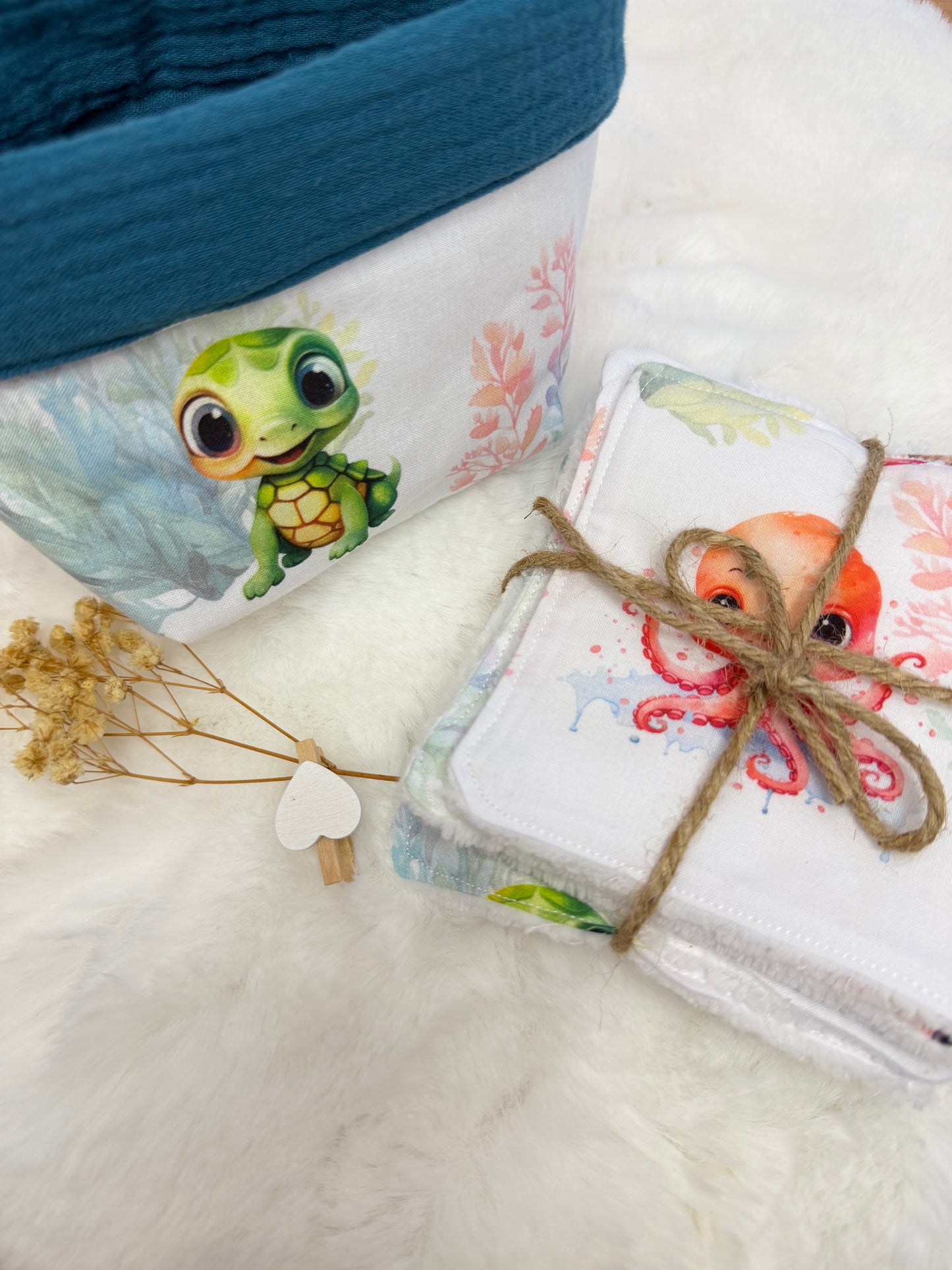 Panière + lingettes lavable personnalisé à motif
