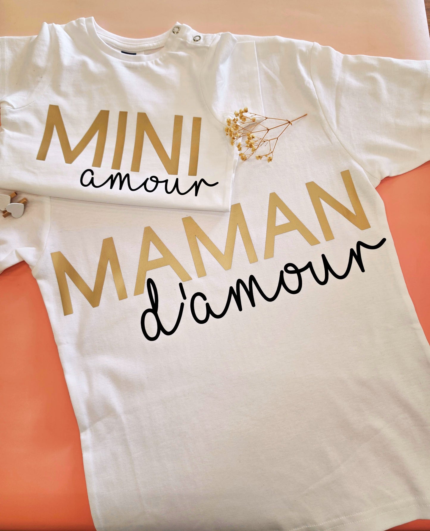 T-shirt “Maman d’amour” & “Mini amour” – Duo assorti