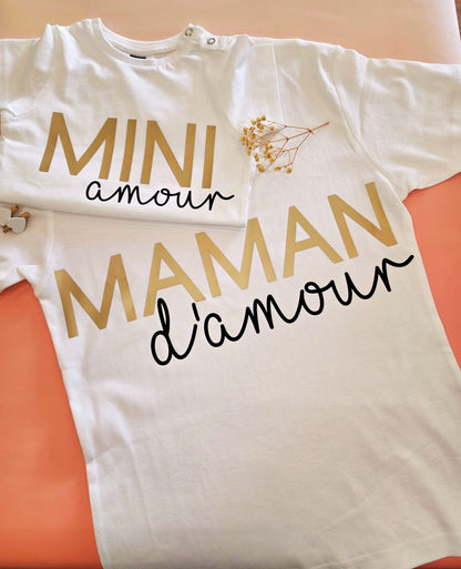 T-shirt “Maman d’amour” & “Mini amour” – Duo assorti