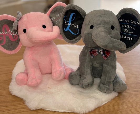 Éléphant personnalisé – Mon souvenir de naissance